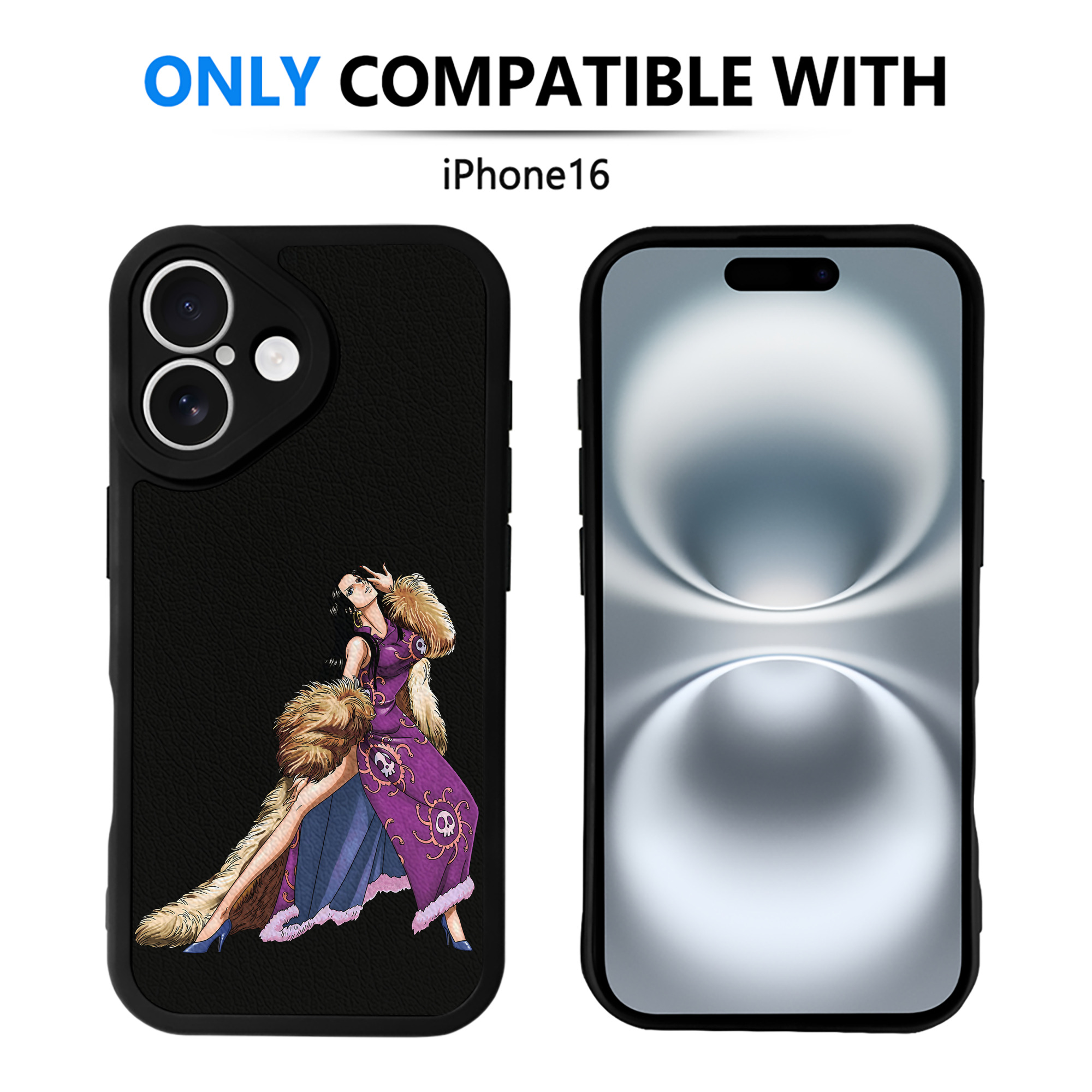 （画像用） ワンピース ボア・ハンコック ONE PIECE Boa·Hancock 【iPhone 16シリーズ対応】シリコンスマホケース（レザー調） 材質：シリコン